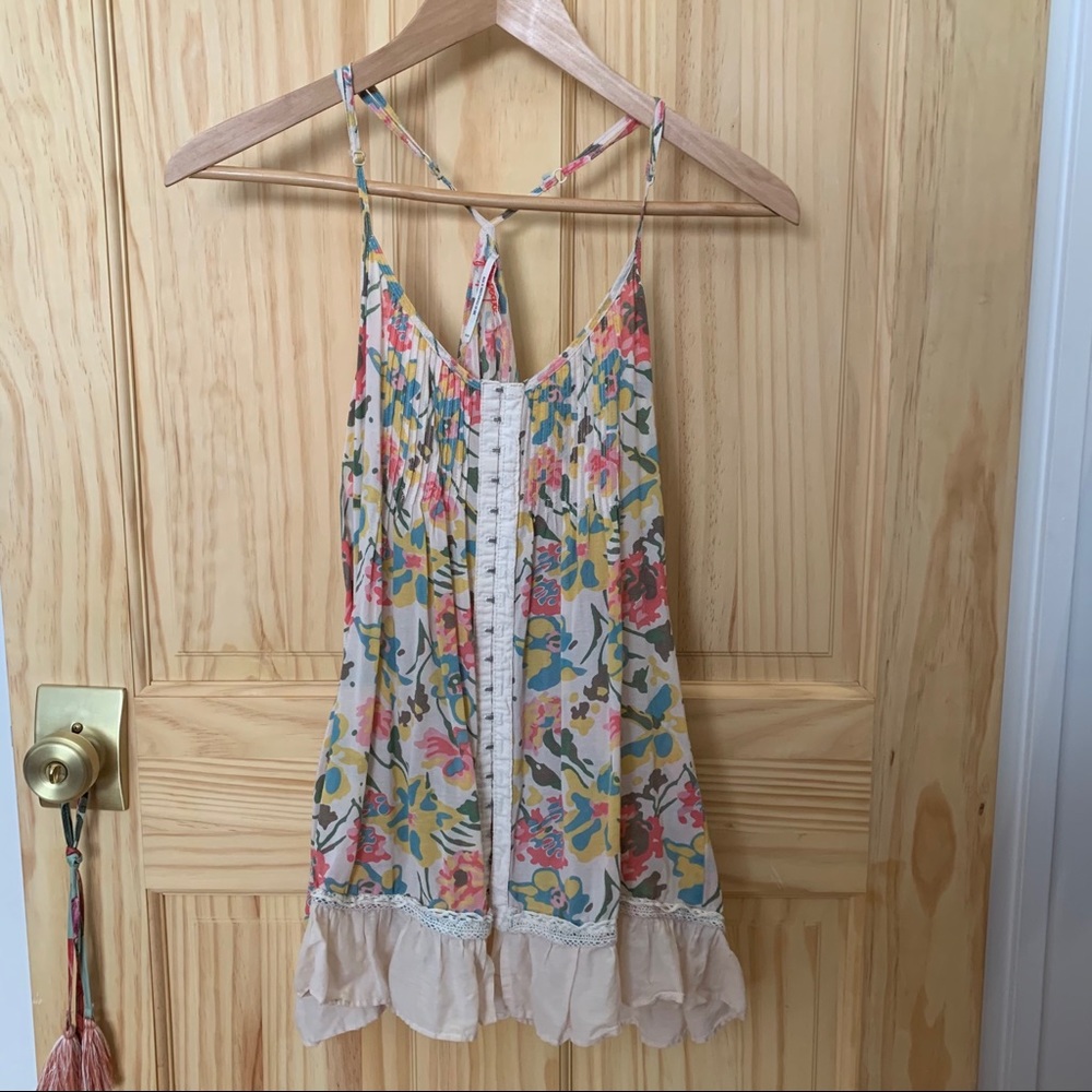 Free people floral rayon racerback top
